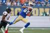 Kenny Lawler reels in a catch and scoots into the end zone for a 54-yard score, his first CFL touchdown, Friday night. Through the first five games this season, the Bombers have outscored its opponents 111-37 by the end of the second quarter. (John Woods / Canadian Press files)