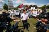 JOHN WOODS / WINNIPEG FREE PRESS
NDP Leader Wab Kinew, appearing at a rally at Seven Oaks Hospital Sunday, pledges to reopen the emergency room at Seven Oaks if the NDP is elected to government.