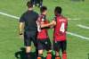 Valour FC captain Jordan Murrell (4) was red-carded for bumping an official and then kicking the scorer's table. (Trevor MacMillan / HFX Wanderers FC)