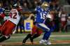 John Woods / The Canadian Press files
Blue Bombers quarterback Matt Nichols (right, being grabbed by Calgary&rsquo;s Ese Mrabure) says the Stamps are ‘good from the top down.