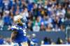 THE CANADIAN PRESS/John Woods
Winnipeg Blue Bombers' Willie Jefferson celebrates a sack on Saskatchewan Roughriders quarterback Cody Fajardo.