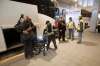 Residents from Lake Manitoba First Nation arrive at the Red Cross evacuation shelter at the convention centre Tuesday. (John Woods / Winnipeg Free Press)