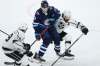 JOHN WOODS / WINNIPEG FREE PRESS
Kings defenceman Drew Doughty (right) and teammate Alex Iafallo tie up Jets forward Patrik Laine during Tuesday night&rsquo;s game at Bell MTS Place. Doughty admits to holding grudges against certain players.