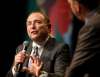 TREVOR HAGAN / WINNIPEG FREE PRESS
NHL commissioner Gary Bettman speaks with Elliotte Friedman at the Heritage Classic Legacy Luncheon in Regina, Saskatchewan, Friday, October 25, 2019. The Winnipeg Jets' and the Calgary Flames' face off Saturday at Mosaic Stadium.