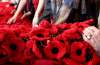 MAGGIE MACINTOSH / WINNIPEG FREE PRESS
Volunteers who worked on the Poppy Blanket Project admire the memorial — an 85-foot-long blanket of handmade poppies during the blanket's unveiling at Winnipeg City Hall, Thursda.