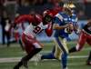PHIL HOSSACK / WINNIPEG FREE PRESS FILES
If the weather turns nasty, Winnipeg Blue Bombers quarterback Zach Collaros (right) might have to go into scramble mode this afternoon against the Stampeders in Calgary.