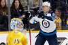 (AP Photo/Mark Humphrey)
Winnipeg Jets right wing Patrik Laine celebrates after scoring on Nashville Predators goaltender Juuse Saros in the first period Tuesday in Nashville.