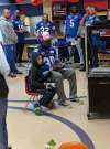 Submitted photo
Quinn Brown plays video games with Blue Bombers DB Winston Rose.