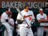 FILE - In this April 26, 2019, file photo, Oregon State's Adley Rutschman gets set to bat against Washington State during an NCAA college baseball game in Corvallis, Ore. The Orioles selected Rutschman as the No. 1 overall pick in the Major League Baseball draft. The Orioles hope Rutschman will accelerate their rebuild toward respectability. (AP Photo/Chris Pietsch, File)