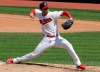 FILE - In this Sept. 5, 2018, file photo, Cleveland Indians starting pitcher Corey Kluber delivers in the sixth inning of a baseball game against the Kansas City Royals, in Cleveland. Hours before the first pitch of Sunday’s series finale against the New York Yankees, two-time Cy Young winner Corey Kluber ran sprints across the sun-soaked outfield inside an empty Progressive Field. Each time he finished a loop around two neon discs, Kluber checked a stopwatch to make sure he was hitting his marks. In a day or two, his broken right arm will be re-evaluated to see if he can pitch for Cleveland again this season. (AP Photo/Tony Dejak, File)