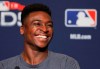 FILE - In this Oct. 7, 2018, file photo, New York Yankees shortstop Didi Gregorius answers questions during a baseball news conference in New York. Gregorius is projected to return to the New York Yankees next month, a faster recovery from Tommy John surgery than originally expected. (AP Photo/Julie Jacobson, File)