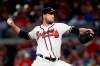 FILE - In this June 19, 2019 file photo Atlanta Braves relief pitcher Anthony Swarzak (38) works in the seventh inning of a baseball game against the New York Mets in Atlanta. Swarzak has been placed on the 10-day injured list with inflammation in his pitching shoulder, a significant blow to the bullpen for the NL East leaders. The move was made Sunday, June 30, 2019 retroactive to Saturday. (AP Photo/John Bazemore)