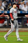Washington Nationals starting pitcher Patrick Corbin reacts after allowing two runs during the third inning of a baseball game against the New York Mets, Monday, May 20, 2019, in New York. (AP Photo/Sarah Stier)