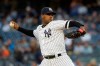 New York Yankees' Luis Serverino delivers a pitch during the first inning of a baseball game against the Los Angeles Angels Tuesday, Sept. 17, 2019, in New York. (AP Photo/Frank Franklin II)