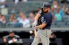 San Diego Padres' Eric Hosmer hits a three-run home run off New York Yankees starting pitcher Masahiro Tanaka during the first inning of a baseball game, Tuesday, May 28, 2019, in New York. (AP Photo/Julio Cortez)