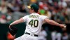 Oakland Athletics pitcher Chris Bassitt works against the Los Angeles Angels in the first inning of a baseball game Monday, May 27, 2019, in Oakland, Calif. (AP Photo/Ben Margot)