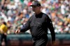 San Francisco Giants manager Bruce Bochy walks toward the dugout after making a pitching change against the Oakland Athletics during the fifth inning of a baseball game in Oakland, Calif., Sunday, Aug. 25, 2019. (AP Photo/Jeff Chiu)