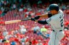 San Diego Padres' Francisco Mejia hits a solo home run off Cincinnati Reds relief pitcher Lucas Sims in the seventh inning of a baseball game, Wednesday, Aug. 21, 2019, in Cincinnati. (AP Photo/John Minchillo)