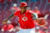 Cincinnati Reds relief pitcher Raisel Iglesias throws in the ninth inning of a baseball game against the San Diego Padres, Wednesday, Aug. 21, 2019, in Cincinnati. (AP Photo/John Minchillo)