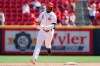 Cincinnati Reds' Phillip Ervin runs the bases after hitting a walkoff solo home run on Philadelphia Phillies relief pitcher Nick Vincent in the 11th inning of a baseball game, Thursday, Sept. 5, 2019, in Cincinnati. (AP Photo/John Minchillo)