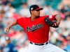 Cleveland Indians starting pitcher Carlos Carrasco delivers against the Tampa Bay Rays during the first inning of a baseball game, Saturday, May 25, 2019, in Cleveland. (AP Photo/Ron Schwane)