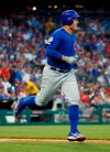 Chicago Cubs' Anthony Rizzo rounds the bases for his home run during the third inning of a baseball game against the Philadelphia Phillies, Thursday, Aug. 15, 2019, in Philadelphia. (AP Photo/Chris Szagola)