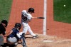 Pittsburgh Pirates' Jake Elmore (68) drives in a run with single off Seattle Mariners relief pitcher Zac Grotz during the fifth inning of a baseball game in Pittsburgh, Thursday, Sept. 19, 2019. (AP Photo/Gene J. Puskar)