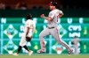 Washington Nationals' Matt Adams runs into second base behind Pittsburgh Pirates first baseman Josh Bell with double driving in Asdrubal Cabrera in the fourth inning of a baseball game, Monday, Aug. 19, 2019, in Pittsburgh. (AP Photo/Keith Srakocic)