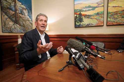 JOHN WOODS / THE CANADIAN PRESS FILES
Manitoba Premier Brian Pallister wasn’t backing away from his campaign promise to phase out education property taxes when he sat down with reporters during his first post-election press conference, Wednesday.