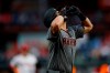 Arizona Diamondbacks' David Peralta reacts after hitting a home run off Philadelphia Phillies starting pitcher Jerad Eickhoff during the first inning of a baseball game, Monday, June 10, 2019, in Philadelphia. (AP Photo/Matt Slocum)