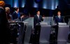 Federal party leaders, left to right, NDP leader Jagmeet Singh, Green Party leader Elizabeth May, People's Party of Canada leader Maxime Bernier, Liberal leader Justin Trudeau, Conservative leader Andrew Scheer, take part in the Federal leaders French language debate in Gatineau, Que. on Thursday, October 10, 2019. THE CANADIAN PRESS/Adrian Wyld