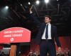 Liberal leader Justin Trudeau waves as he celebrates at Liberal election headquarters in Montreal on Monday Oct. 21, 2019. THE CANADIAN PRESS/Sean Kilpatrick