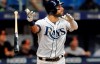 Tampa Bay Rays' Kevin Kiermaier flips his bat as he watches his three-run home run off Baltimore Orioles reliever Branden Kline during the sixth inning of a baseball game Monday, July 1, 2019, in St. Petersburg, Fla. (AP Photo/Steve Nesius)