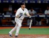 Tampa Bay Rays' Michael Brosseau watches his walkoff RBI-single off Detroit Tigers relief pitcher Matt Hall during the 13th inning of a baseball game Saturday, Aug. 17, 2019, in St. Petersburg, Fla. (AP Photo/Chris O'Meara)