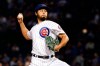 FILE - In this Sept. 17, 2019, file photo, Chicago Cubs starting pitcher Yu Darvish delivers during the first inning of a baseball game against the Cincinnati Reds, in Chicago. Starting pitcher Darvish and outfielder Jason Heyward are staying with the Chicago Cubs, who exercised their $11.5 million option for 2020 on left-hander José Quintana on Saturday, Nov. 2, and declined their $6.5 million option on lefty Derek Holland, which triggered a $500,000 buyout.(AP Photo/Charles Rex Arbogast, File)