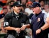 Detroit Tigers manager Ron Gardenhire, right, argues with home plate umpire Alfonso Marquez (72) after being ejected during the fifth inning of a baseball game Monday, Aug. 19, 2019, in Houston. (AP Photo/David J. Phillip)