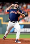 Houston Astros starting pitcher Justin Verlander throws during the first inning of a baseball game against the Seattle Mariners, Sunday, Aug. 4, 2019, in Houston. (AP Photo/Michael Wyke)