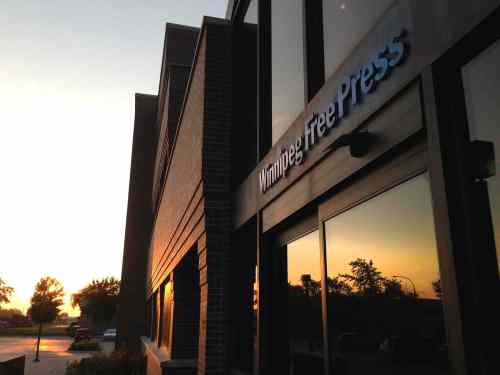 Outside photo of the Winnipeg Free Press building at 1355 Mountain Ave. WInnipeg. Ruth Bonneville/Winnipeg Free Press Aug 14, 2013