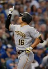 Pittsburgh Pirates' Jung Ho Kang reacts after his two-run home run against the Milwaukee Brewers during the second inning of a baseball game Sunday, June 9, 2019, in Milwaukee. (AP Photo/Jeffrey Phelps)
