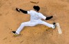 Milwaukee Brewers starting pitcher Jordan Lyles throws during the first inning of a baseball game against the Arizona Diamondbacks Friday, Aug. 23, 2019, in Milwaukee. (AP Photo/Morry Gash)