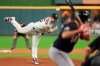Houston Astros starting pitcher Justin Verlander throws against the Washington Nationals during the first inning of Game 6 of the baseball World Series Tuesday, Oct. 29, 2019, in Houston. (AP Photo/Mike Ehrmann, Pool)