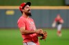 Washington Nationals third baseman Anthony Rendon warms up during batting practice for baseball's World Series Monday, Oct. 21, 2019, in Houston. The Houston Astros face the Washington Nationals in Game 1 on Tuesday. (AP Photo/Eric Gay)