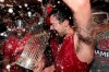 Washington Nationals third baseman Anthony Rendon and Adam Eaton celebrate in the locker room after Game 7 of the baseball World Series against the Houston Astros Wednesday, Oct. 30, 2019, in Houston. The Nationals won 6-2 to win the series. (AP Photo/David J. Phillip)