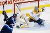 JOHN WOODS / THE CANADIAN PRESS
Winnipeg Jets' Patrik Laine (29) can't get the puck past Nashville Predators goaltender Pekka Rinne (35) as he makes the save during the first period.