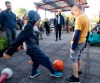 NDP leader Jagmeet Singh plays soccer with boys as he makes a campaign stop in Ottawa, Que. Tuesday September 17, 2019. THE CANADIAN PRESS/Adrian Wyld