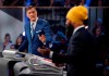 People's Party of Canada leader Maxime Bernier responds to NDP leader Jagmeet Singh during the Federal leaders debate in Gatineau, Que. on Monday October 7, 2019. THE CANADIAN PRESS/Justin Tang
