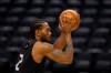 Toronto Raptors' Kawhi Leonard shoots during practice in Toronto on Sunday June 9, 2019, ahead of Monday's game five of the NBA Finals against the Golden State Warriors. THE CANADIAN PRESS/Chris Young