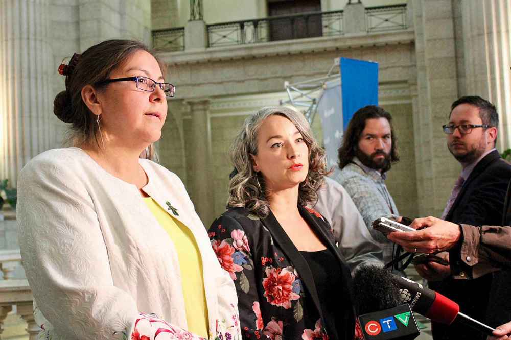 Jessica Botelho-Urbanski / Winnipeg Free Press
Liberal MLA Judy Klassen, left, and NDP MLA Nahanni Fontaine were among the opposition MLAs who voiced concerns about feeling threatened by the Premier while sitting in the house.