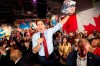 Federal Liberal leader Justin Trudeau holds up the party platform at a rally in Ottawa on Friday October 11, 2019. THE CANADIAN PRESS/Frank Gunn