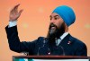 NDP Leader Jagmeet Singh addresses the Canadian Union of Public Employees convention in Montreal, on Wednesday, October 9, 2019. THE CANADIAN PRESS/Paul Chiasson